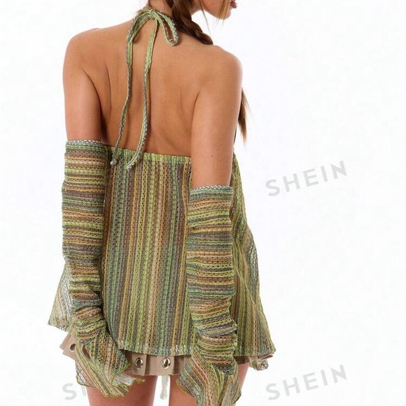 Striped Halter Neck Dress - Picture 2 of 3